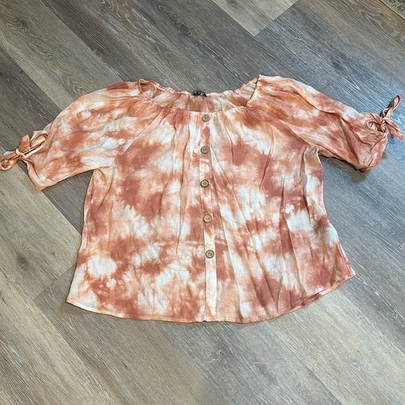 Unique Spectrum 2x blouse new without tags Tie dye shibori flowy airy shirt. XXL - Picture 3 of 6
